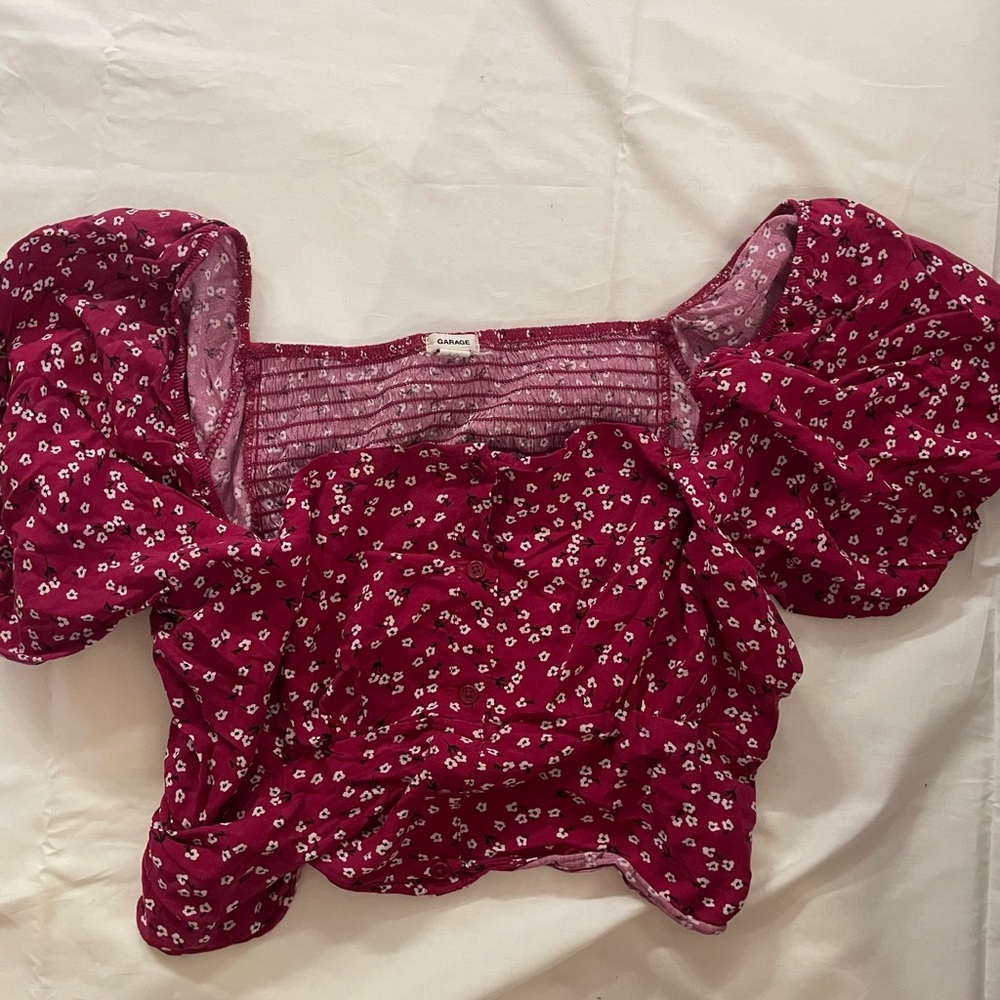 garage linen floral crop top